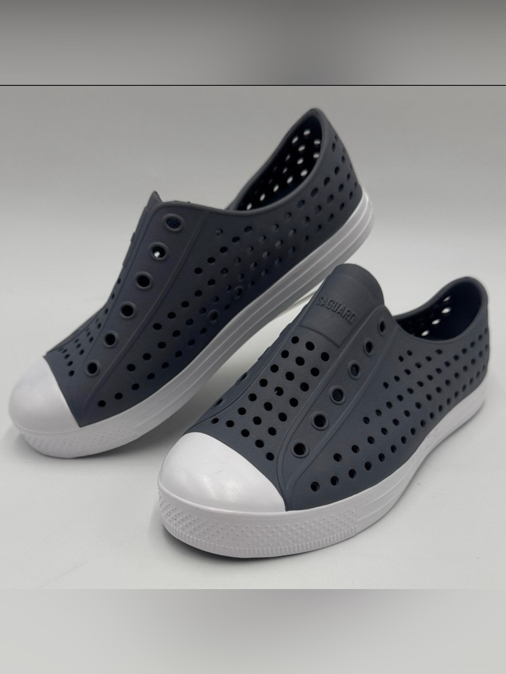 NWOT Kid’s Slip-On Perforated Water-Resistant Sneakers - Dark Gray/White